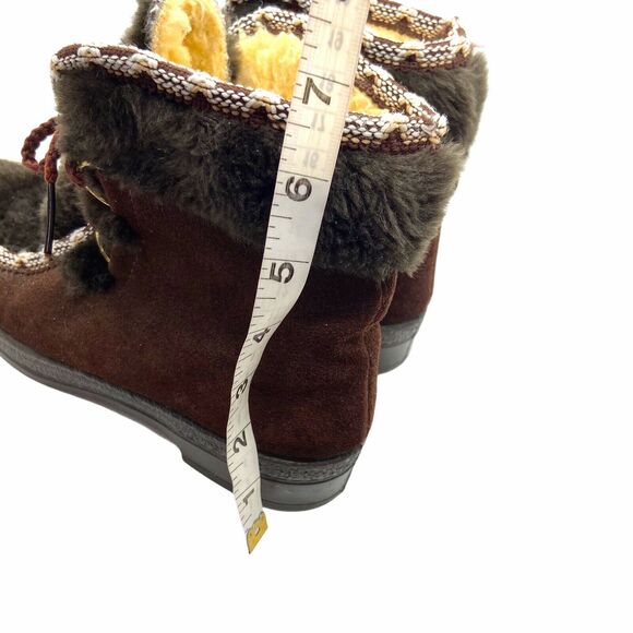 Alpine Booties Boots Winter Vintage Snowland Brown Suede Sherpa Leather Size 8 - Picture 8 of 14
